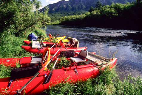 Rigging up for a five-day float down the Two Yurt River. Kamchatka Fly Fishing - Two Yurt River