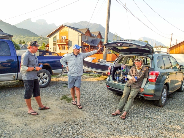 Recounting the days successes back at the shop. Elk River Guiding Company, Fernie, BC