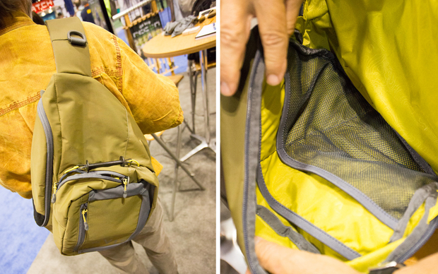 Tom Rosenbauer shows off the new Orvis Safe Passage sling. Orvis 2015 Safe Passage