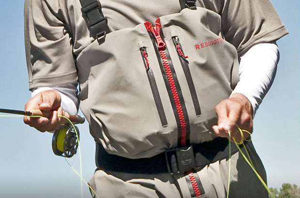 That slick red zipper is now black. You won't care. Redington Sonic Pro Zip Front Waders