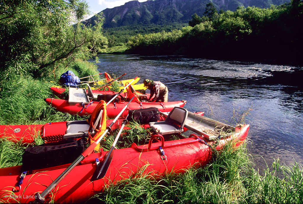 Rigging up for a five-day float down the Two Yurt River. Kamchatka Fly Fishing - Two Yurt River