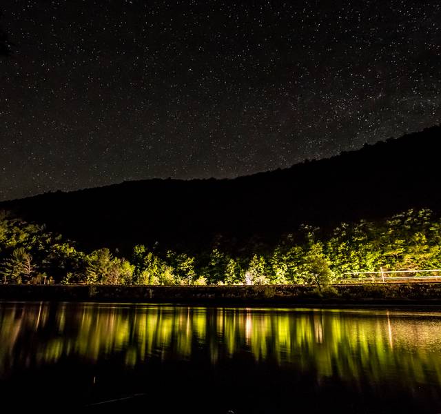 upper delaware river train - fly fishing at night