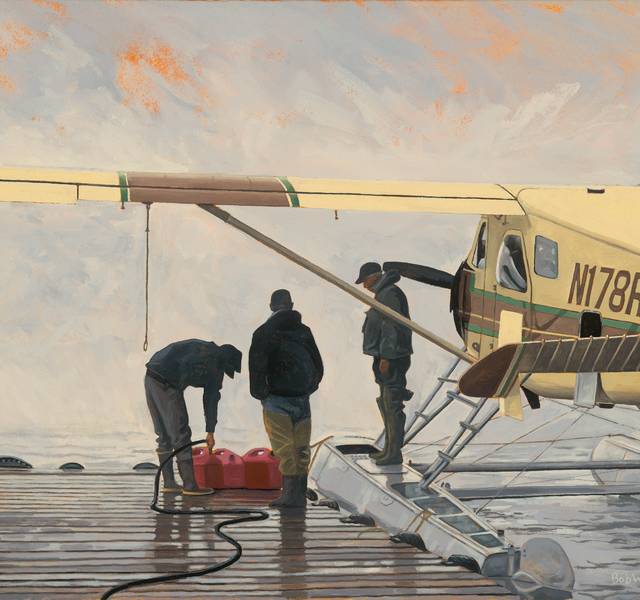 float plane painting by bob white