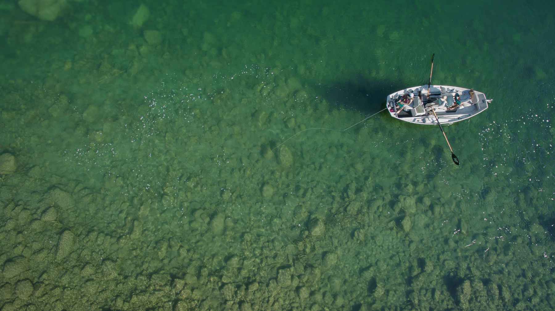 drift boat from above