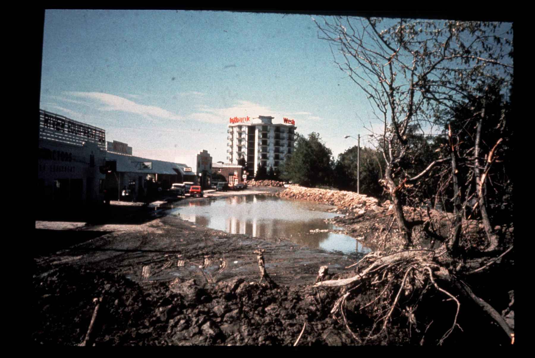 Remnants of the Teton Dam flood waters in Idaho Falls
