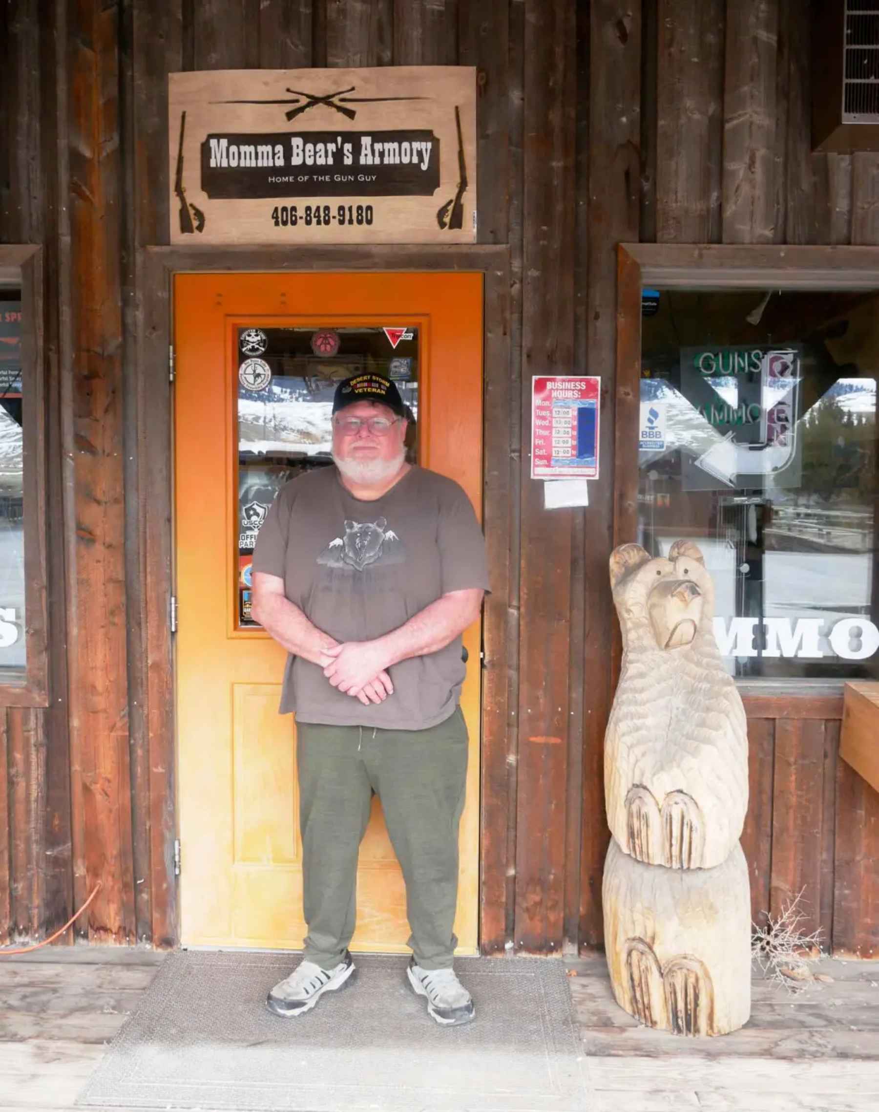 Chester Evitt stands outside his shop in Gardiner