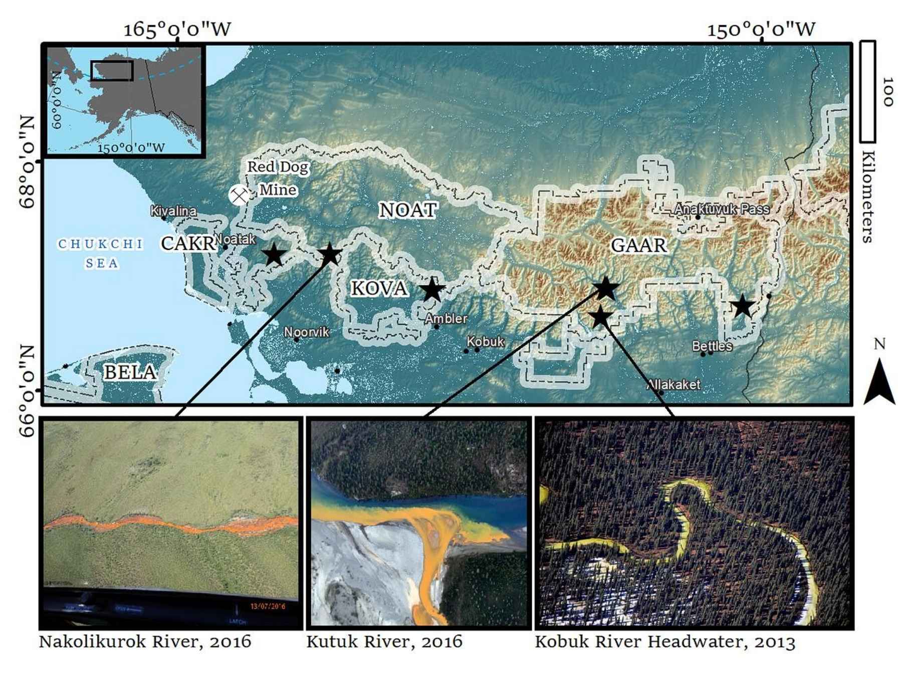 orange stream map alaska permafrost melt