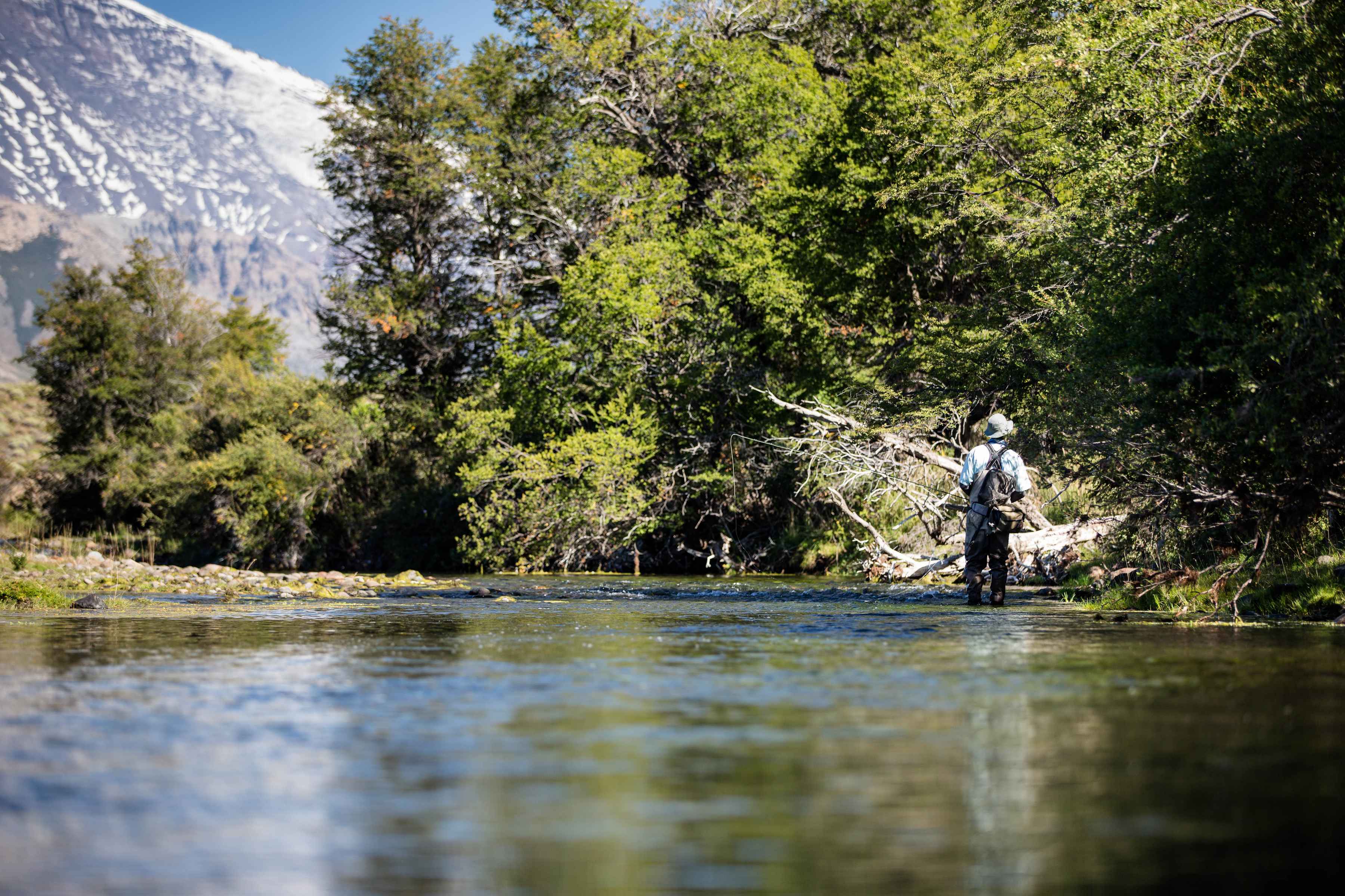 Stalking trout on a tributary of the Malleo River (photo: Chad Shmukler). malleo river tributary fly fishing