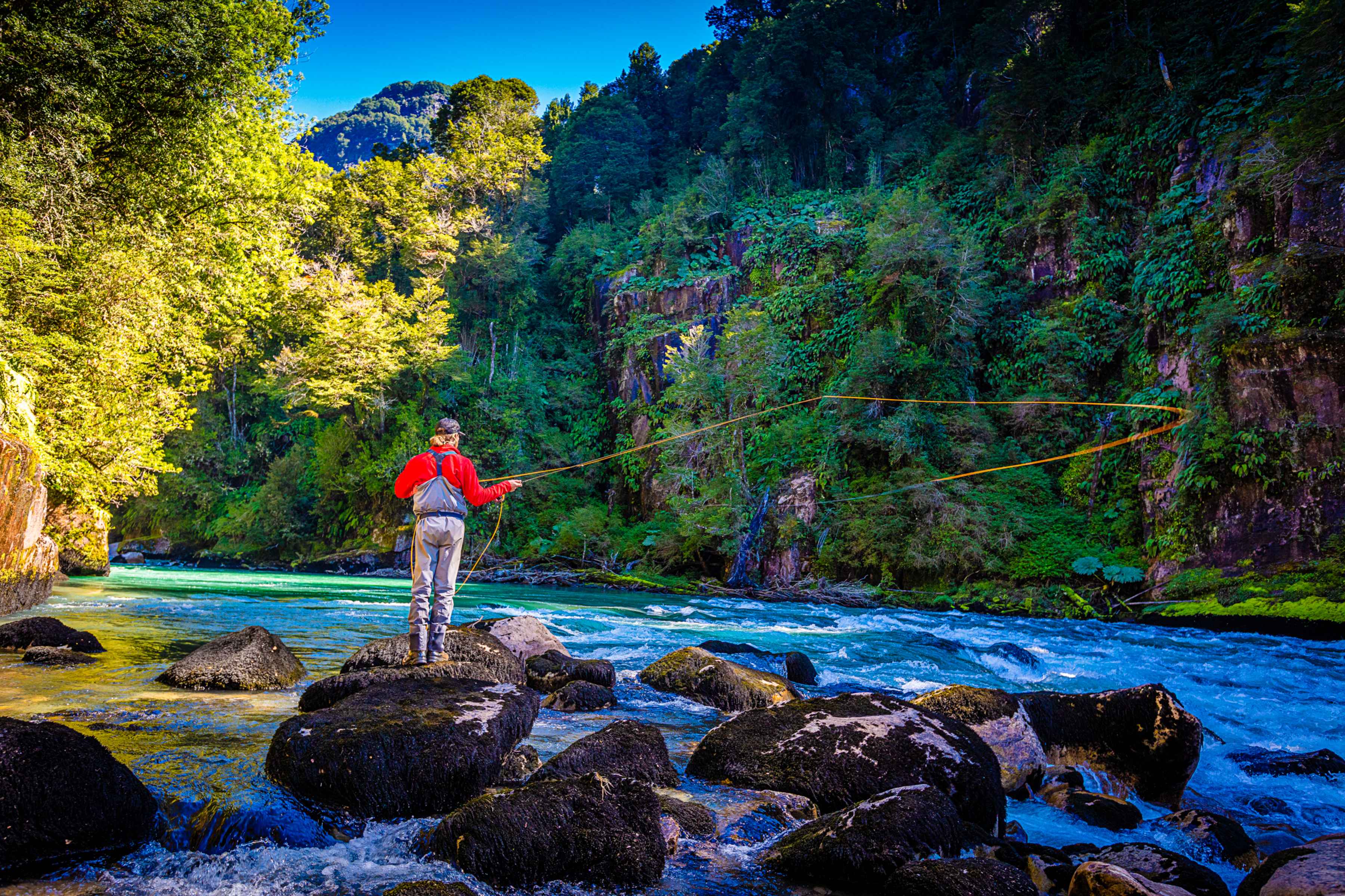 Though primarily fished from a cataraft, under normal conditions the Blanco offers numerous locations where anglers can walk-and-wade (photo: Matt Harris). river of dreams basecamp | rio blanco | chile | patagonia