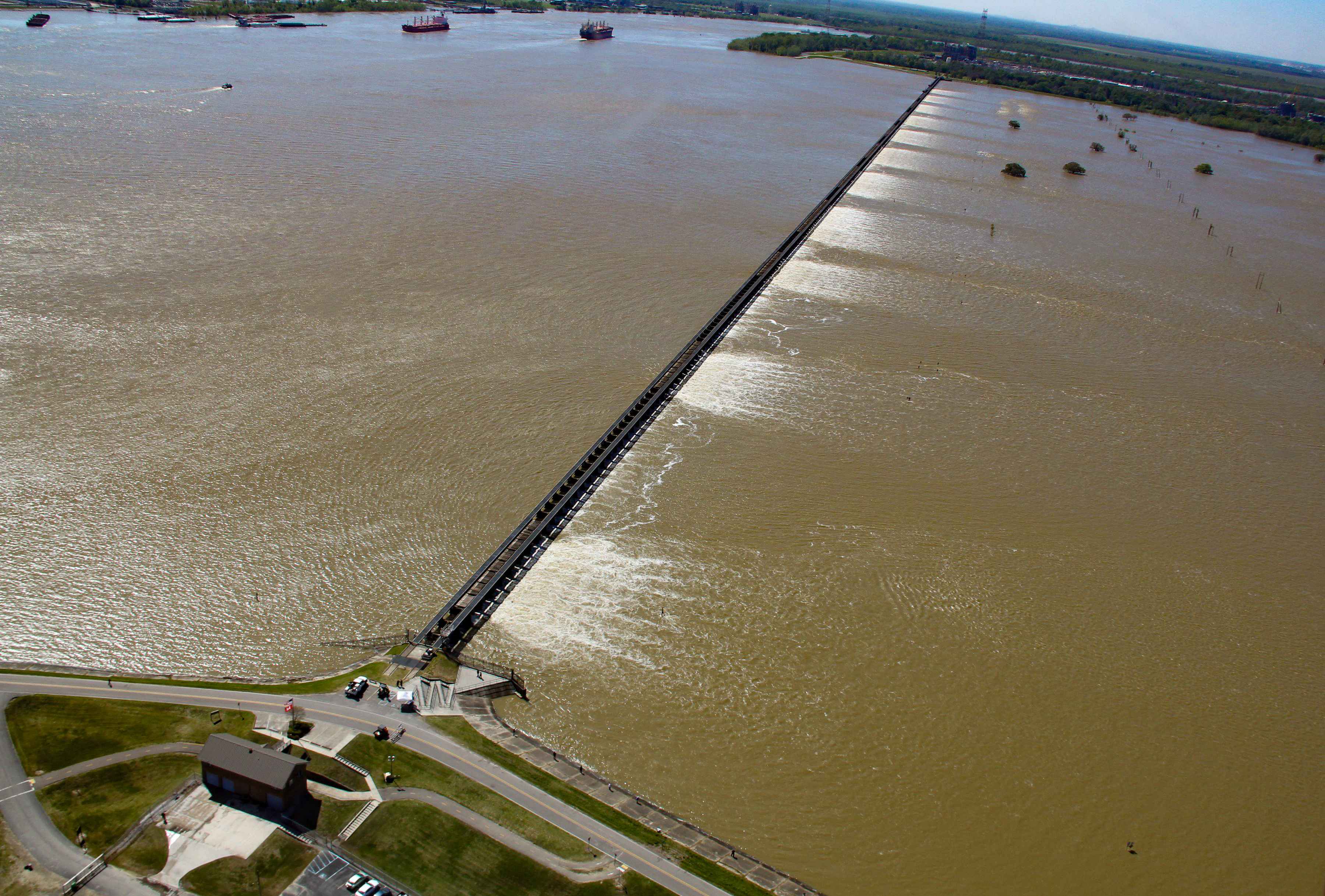 The Bonnet Carre spillway in operation (photo: U.S. Army Corps of Engineers). Bonnet Carre spillway