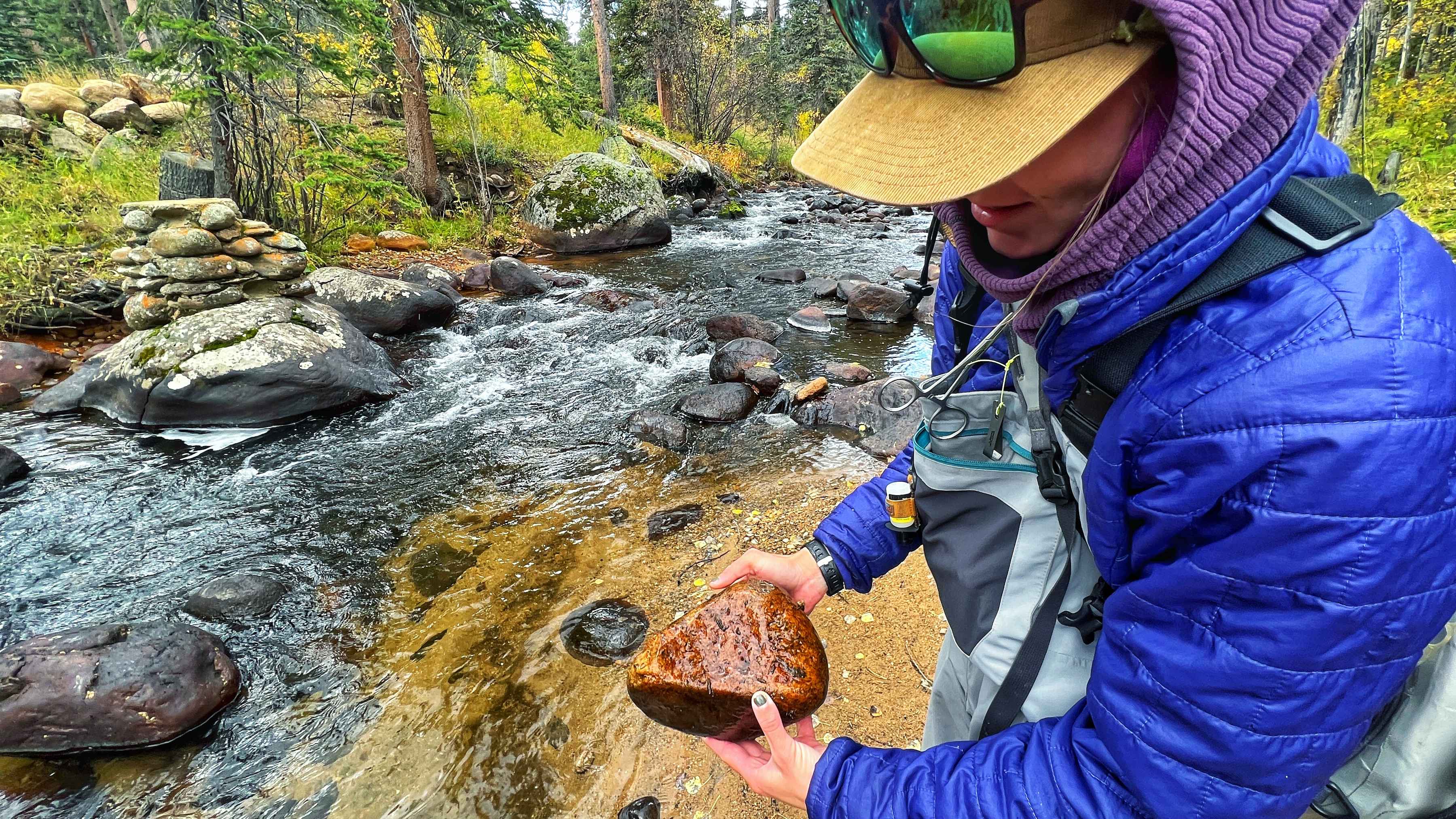 looking under rocks - fly fishing