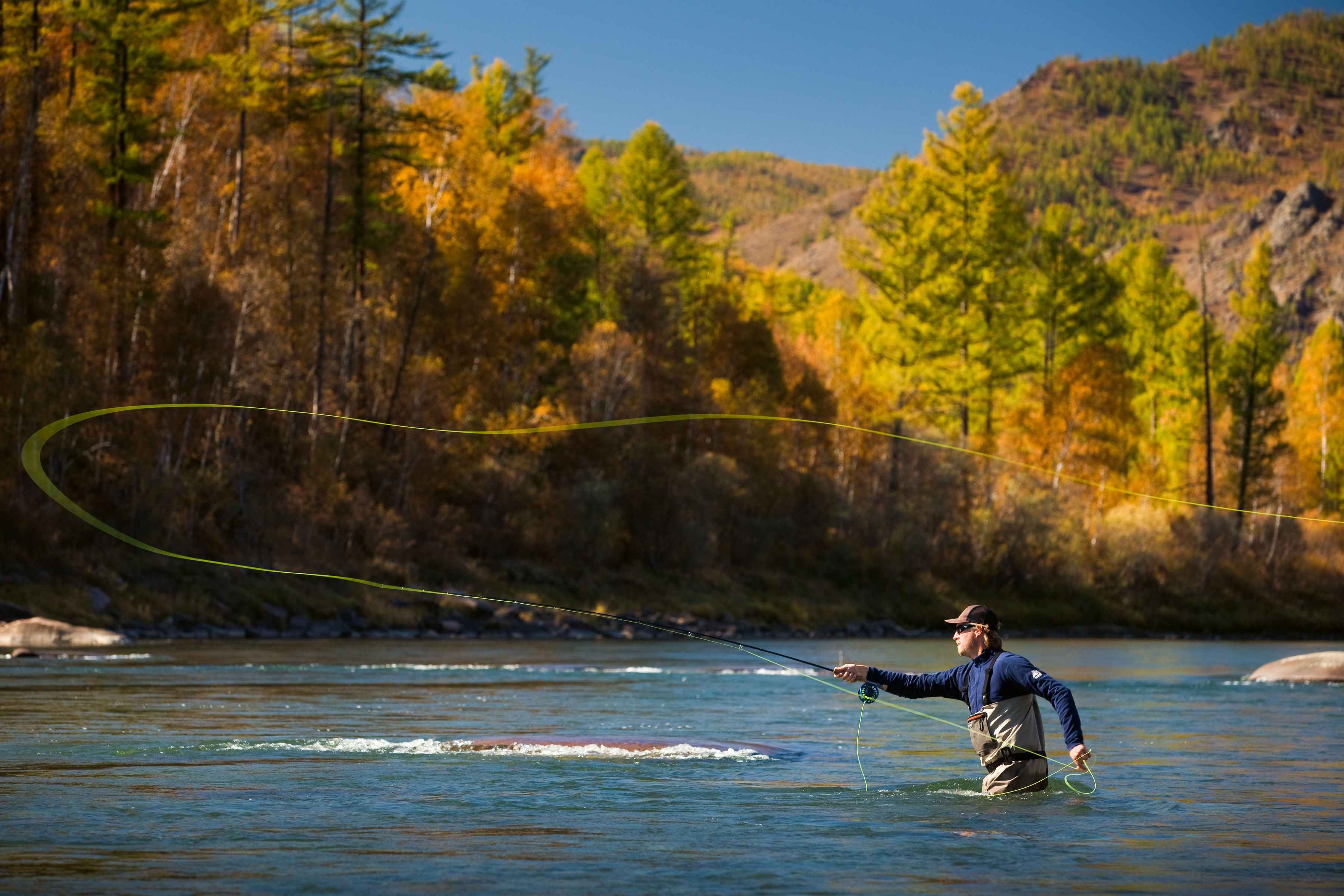 Angler Rich Hohne casting on the Eg River in Mongolia