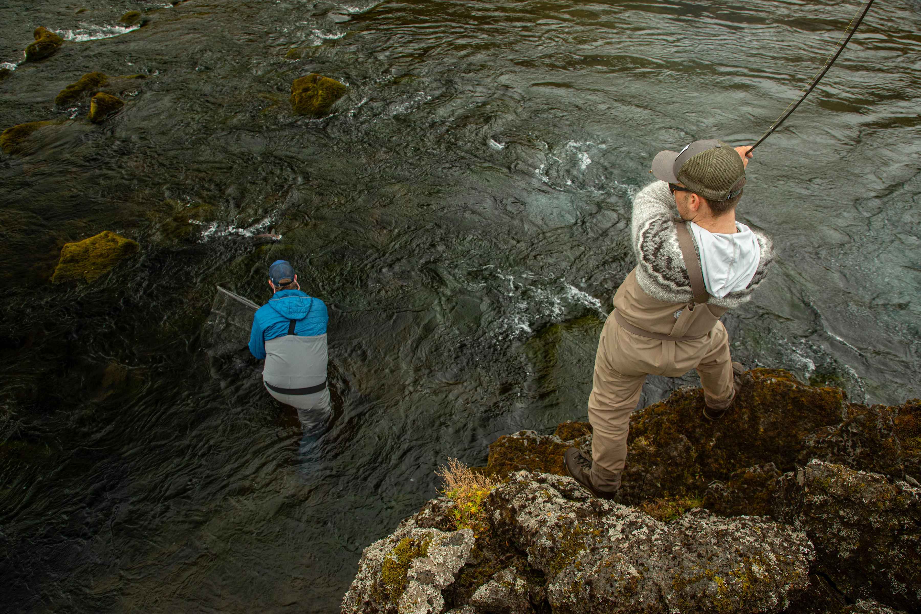 Netting a sea trout on the Fossalar River 