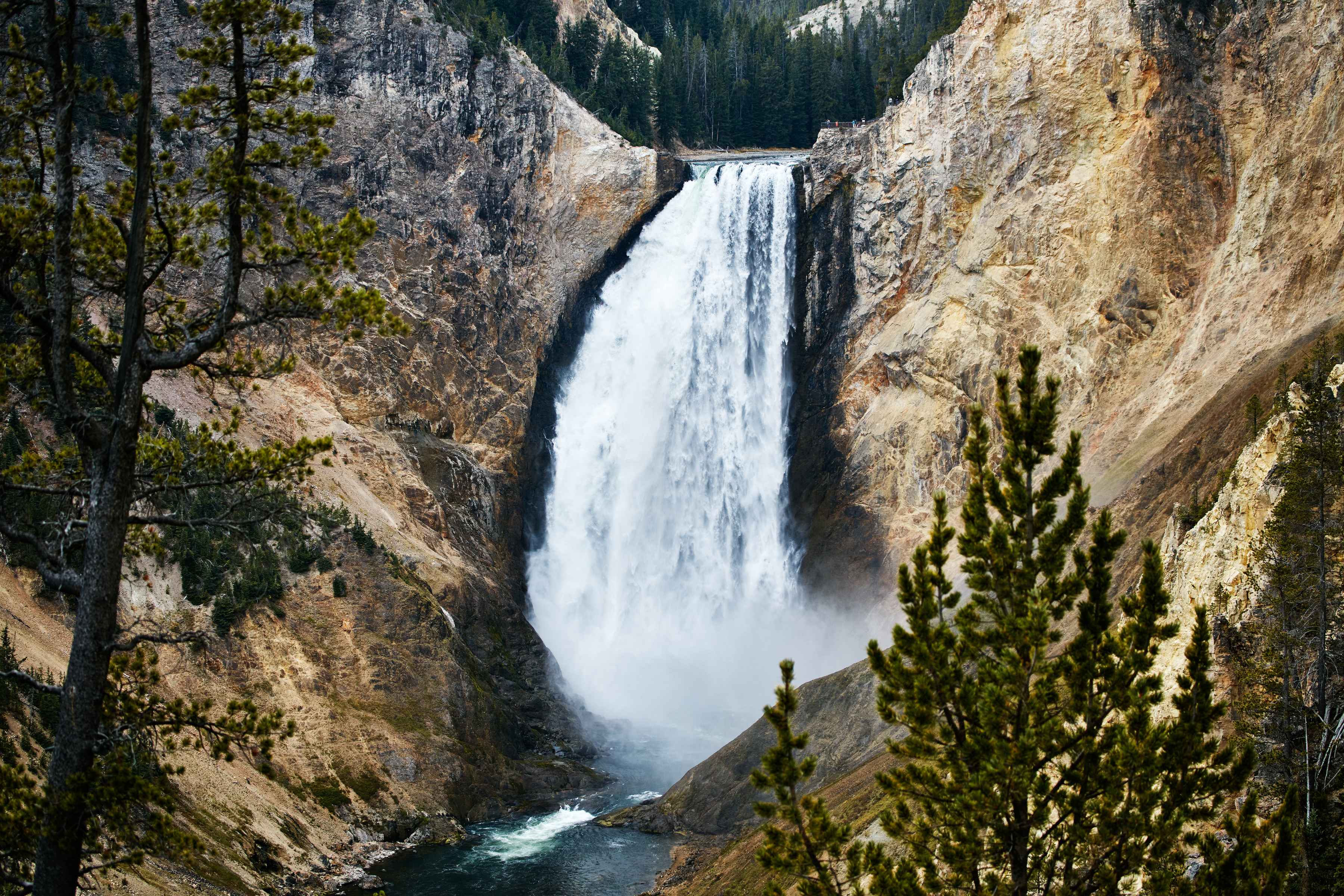 The Lower Falls of the Yellowstone River in northwestern Wyoming's Yellowstone National Park, one of the most popular and visited areas in the park (photo: Carol M. Highsmith). lower falls yellowstone river
