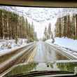 snowy road driving