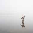 fly fishing - foggy day - Hebgen Lake, MT