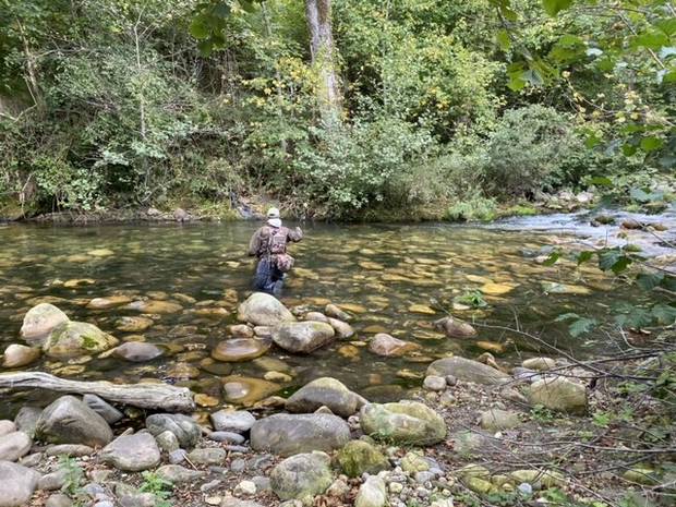 An angler competes in the FIPS-Mouche World Fly Fishing Championships earlier this year in Spain