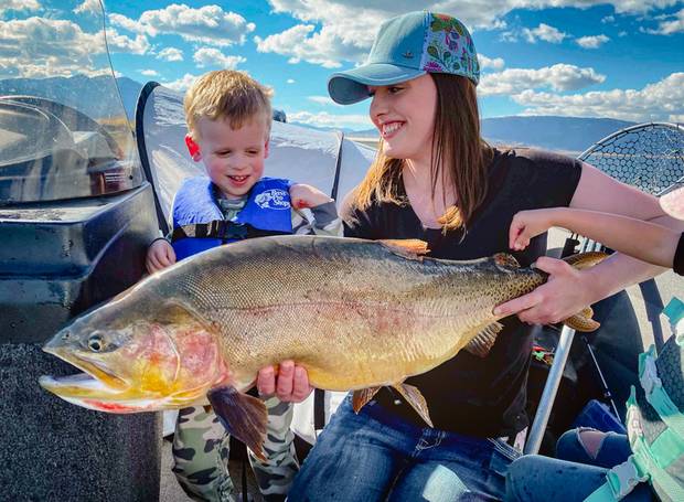 Hailey Thomas and her record trout (photo: Shane Thomas / Idaho Fish and Game). Hailey Thomas and her record trout