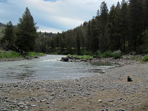Kids in the Backcountry: Lamar River, Yellowstone National Park Kids Backcountry Lamar River Yellowstone National Park