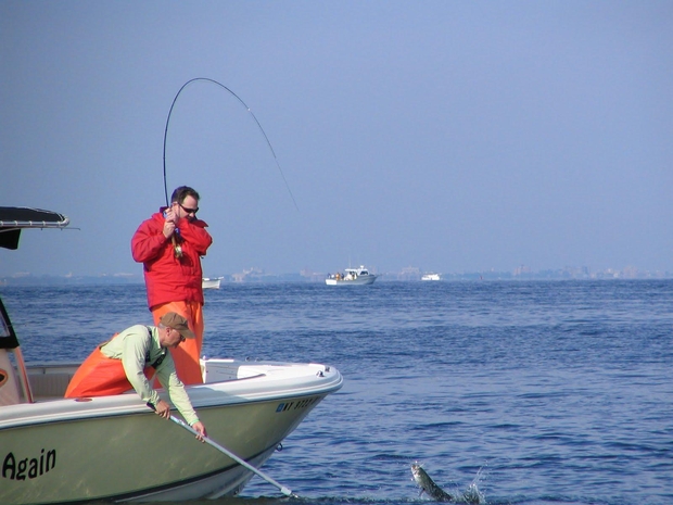 An angler on New Jersey's Raritan Bay. Raritant Bay Fishing
