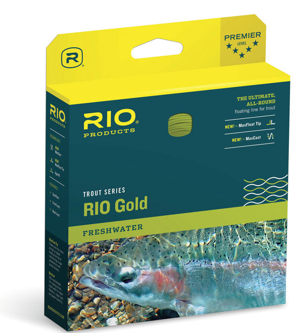 RIO Gold Fly Line featuring MaxCast and MaxFloat technologies. RIO Gold Fly Line with MaxCast and MaxFloat