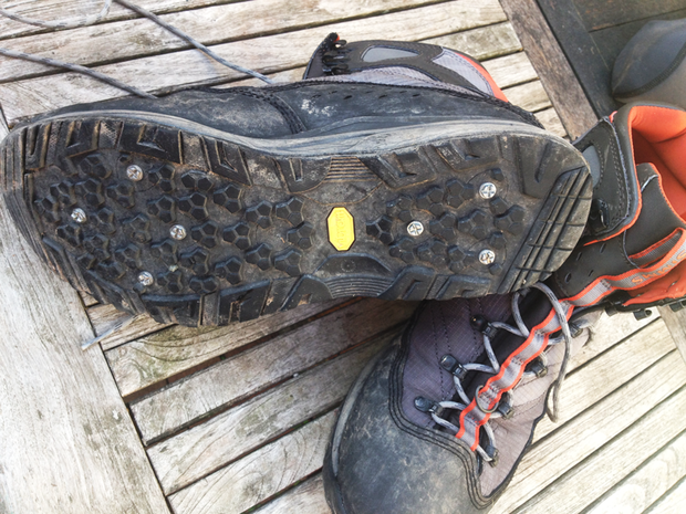 The recessed stud design of the Vapor Boot sole, also found on other Simms boots. Simms Vapor Boot - Recessed Studs