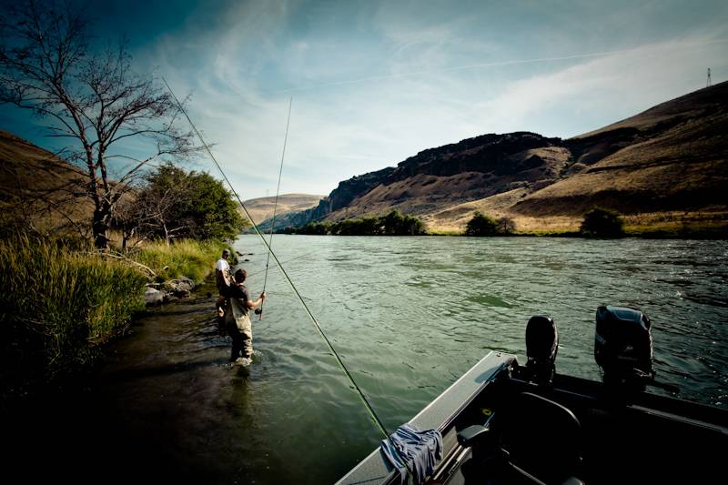 Out of the jetboat. The swinging begins. Early on The Deschutes