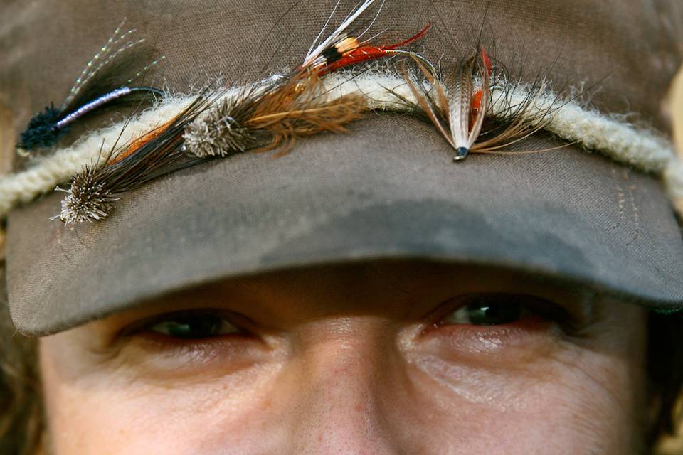 A popular fly box alternative. Flies on hat