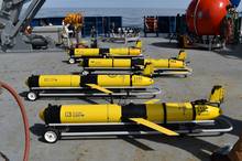 Ocean Observatories Initiative research gliders waiting for deployment (photo: Woods Hole Oceanographic Institute). slocum gliders