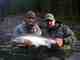 Ed Hepp and Tom Larimer of Oregon's Larimer Outfitters with a Sandy River steelhead. Sandy River Steelhead